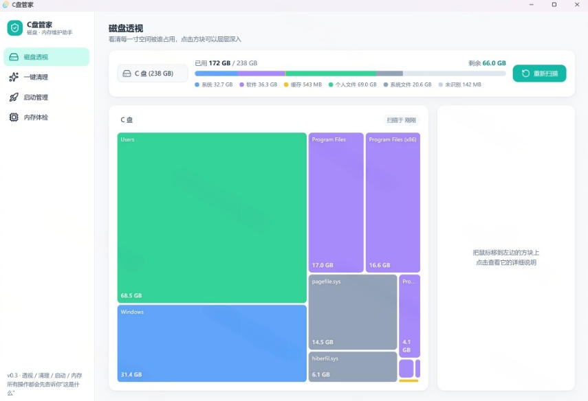 Windows超轻量的C盘管家!超级有特点,支持磁盘分析及清理提醒,2M大小体积,完全免费C盘管家 Windows超轻量的C盘管家!超级有特点,支持磁盘分析及清理提醒,2M大小体积,完全免费C盘管家