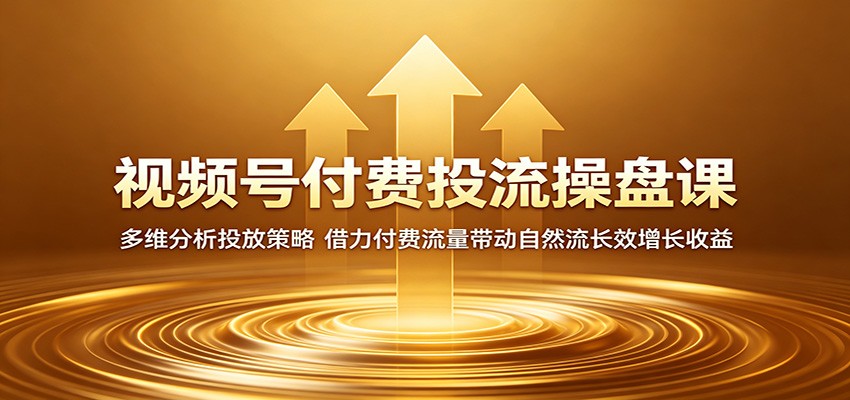 视频号付费投流操盘课：多维分析投放策略，借力付费流量带动自然流长效增长收益 - 52网创-52网创