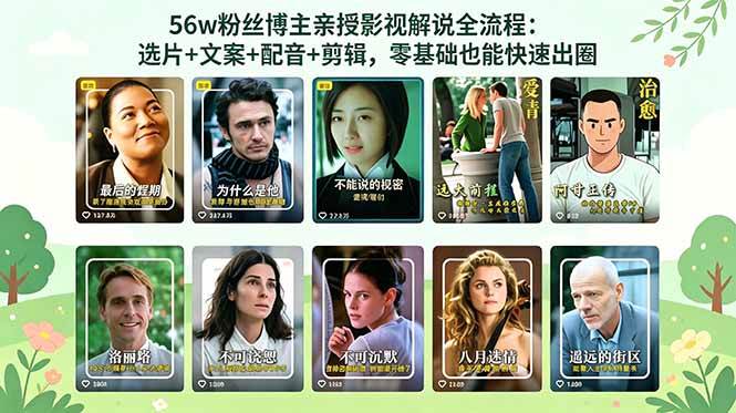 （18579期）56万粉丝博主亲授影视解说全流程：选片+文案+配音+剪辑，零基础也能快速出圈 - 52网创-52网创