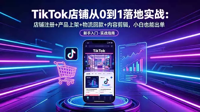 TikTok店铺从0到1落地实战：店铺注册+产品上架+物流回款+内容剪辑，小白也能出单 - 52网创-52网创