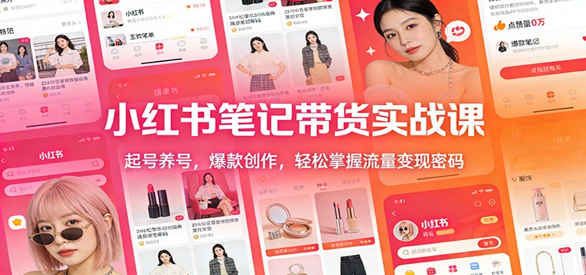 小红书笔记带货实战课：起号养号，爆款创作，轻松掌握流量变现密码 - 52网创-52网创