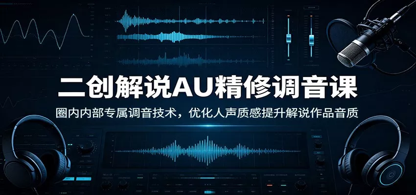 二创解说AU精修调音课：圈内内部专属调音技术，优化人声质感提升解说作品音质 - 52网创-52网创
