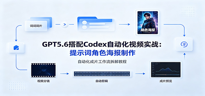 GPT5.6搭配Codex自动化视频实战：提示词角色海报制作，自动化成片工作流拆解教程 - 52网创-52网创