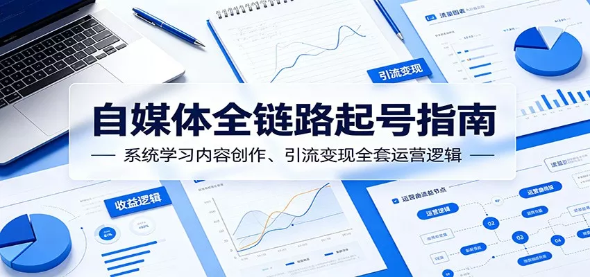 自媒体全链路起号指南：系统学习内容创作、引流变现全套运营逻辑 - 52网创-52网创