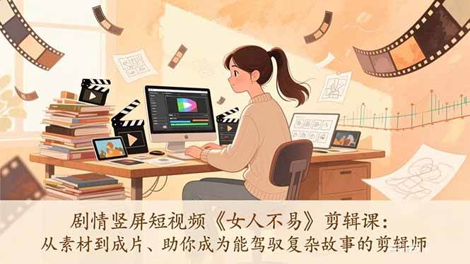 （17305期）剧情竖屏短视频《女人不易》剪辑课：从素材到成片、助你成为能驾驭复杂故事的剪辑师 - 52网创-52网创