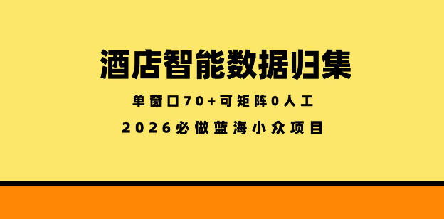 酒店智能数据归集，小众蓝海已经稳定半年之久，单窗口70+零成本矩阵开干【揭秘】 - 52网创-52网创
