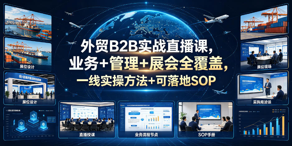 外贸B2B实战直播课，业务+管理+展会全覆盖，一线实操方法+可落地SOP - 52网创-52网创
