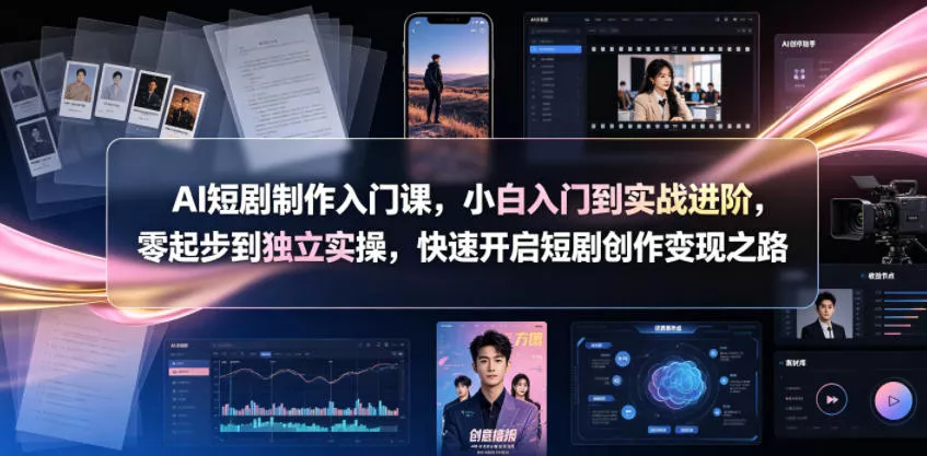 AI短剧制作入门课，小白入门到实战进阶，零起步到独立实操，快速开启短剧创作变现之路-52网创
