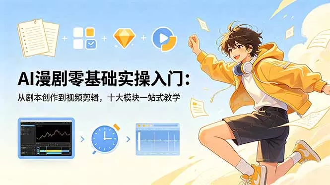 AI漫剧零基础实操入门：从剧本创作到视频剪辑，十大模块一站式教学 - 52网创-52网创