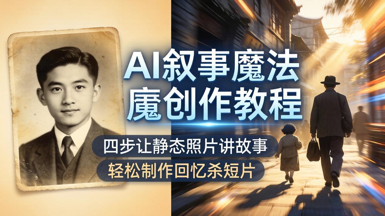 AI叙事魔法创作教程，四步让静态照片讲故事，老照片修复加动态特效，轻松制作回忆杀短片 - 52网创-52网创