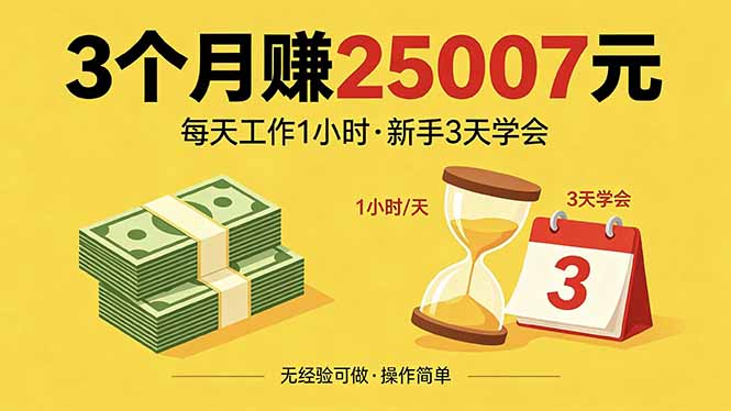 3个月赚钱25007元，每天工作1个小时，新手3天全部学会！-52网创