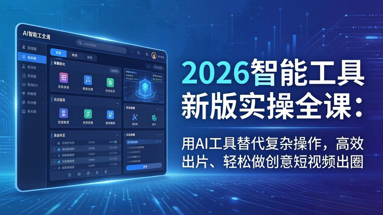 2026智能工具新版实操全课：用AI工具替代复杂操作，高效出片、轻松做创意短视频出圈 - 52网创-52网创