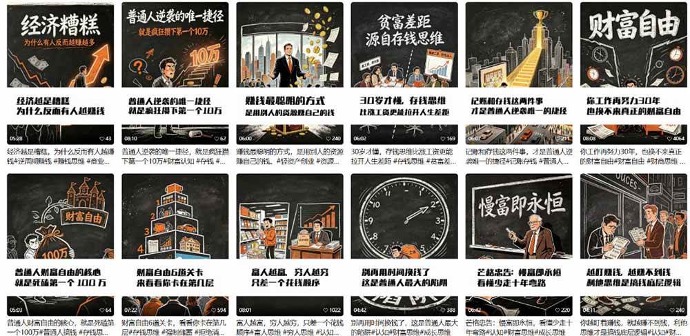 （19515期）AI书单财富书籍图文解读：手绘黑白风格×一键直出×几十条视频跑1000单×全流程拆解×新手可上手 - 52网创-52网创