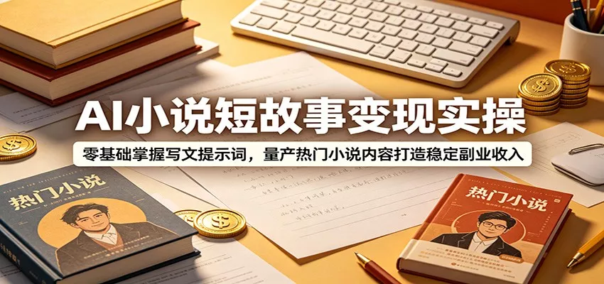 AI小说短故事变现实操：零基础掌握写文提示词，量产热门小说内容打造稳定副业收入-52网创