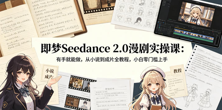 即梦Seedance 2.0漫剧实操课：有手就能做，从小说到成片全教程，小白零门槛上手 - 52网创-52网创