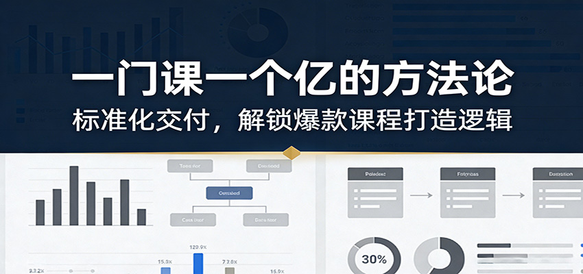 一门课一个亿的方法论：标准化交付，解锁爆款课程打造逻辑 - 52网创-52网创