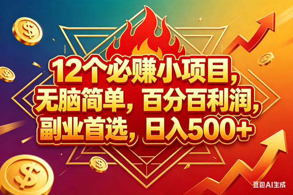 （18272期）12个必赚钱的小项目，百分百赚米，无脑简单，副业首选，日入600+-52网创