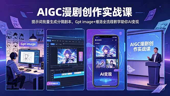 （18482期）AIGC漫剧创作实战课-更新5月16，提示词批量生成分镜剧本，Gpt image+维洛全流程教学助你AI变现-52网创