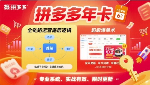 拼多多年卡，拼多多全链路运营底层逻辑，超级爆单术【更新26年8月】 - 52网创-52网创