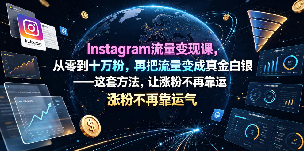 Instagram流量变现课，从零到十万粉，再把流量变成真金白银——这套方法，让涨粉不再靠运气【原创双语字幕】-52网创
