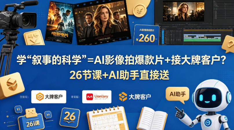 学《叙事的科学》=AI影像拍爆款片+接大牌客户？26节课+AI助手直接送【原创双语字幕】-52网创