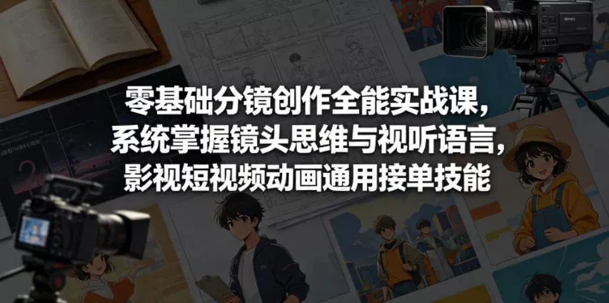 零基础分镜创作全能实战课，系统掌握镜头思维与视听语言，影视短视频动画通用接单技能 - 52网创-52网创