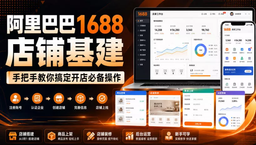 阿里巴巴1688店铺基建，手把手教你搞定开店必备操作(更新8月) - 52网创-52网创