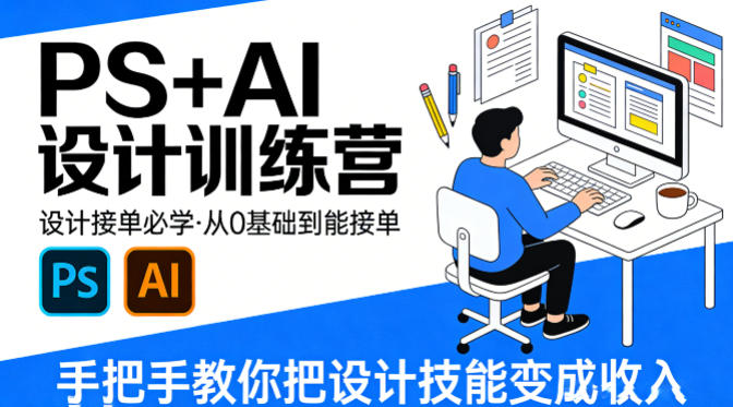 设计接单必学，PS+AI设计训练营，从0基础到能接单，手把手教你把设计技能变成收入 - 52网创-52网创