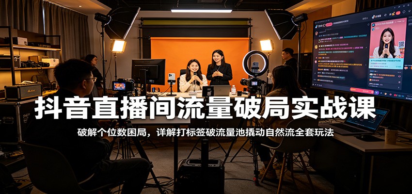 抖音直播间流量破局实战课：破解个位数困局，详解打标签破流量池撬动自然流全套玩法 - 52网创-52网创
