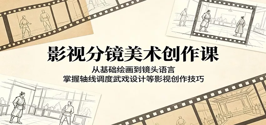 影视分镜美术创作课：从基础绘画到镜头语言，掌握轴线调度武戏设计等影视创作技巧 - 52网创-52网创
