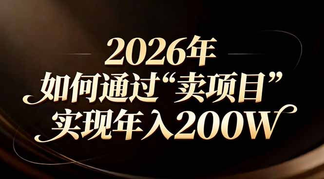 站在2026年的十字路口：一个普通人如何通过卖项目实现年入200万-52网创