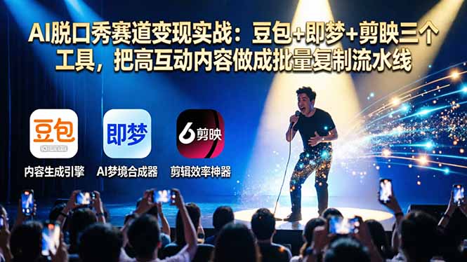 AI脱口秀赛道变现实战：豆包+即梦+剪映三个工具，把高互动内容做成批量复制流水线 - 52网创-52网创