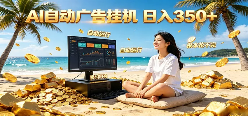 AI自动广告挂机 日入350+ 真正做到躺赚式变现，根本花不完！ - 52网创-52网创