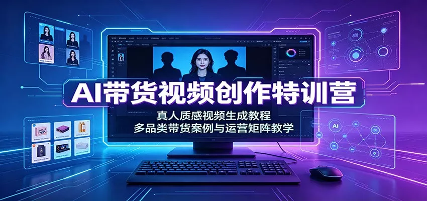 AI带货视频创作特训营：真人质感视频生成教程，多品类带货案例与运营矩阵教学 - 52网创-52网创