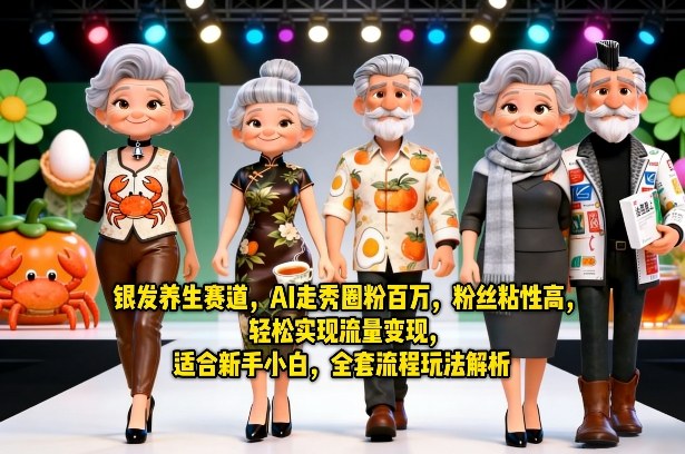 银发养生赛道，AI走秀圈粉百万，粉丝粘性高，轻松实现流量变现，适合新手小白，全套流程玩法解析 - 52网创-52网创
