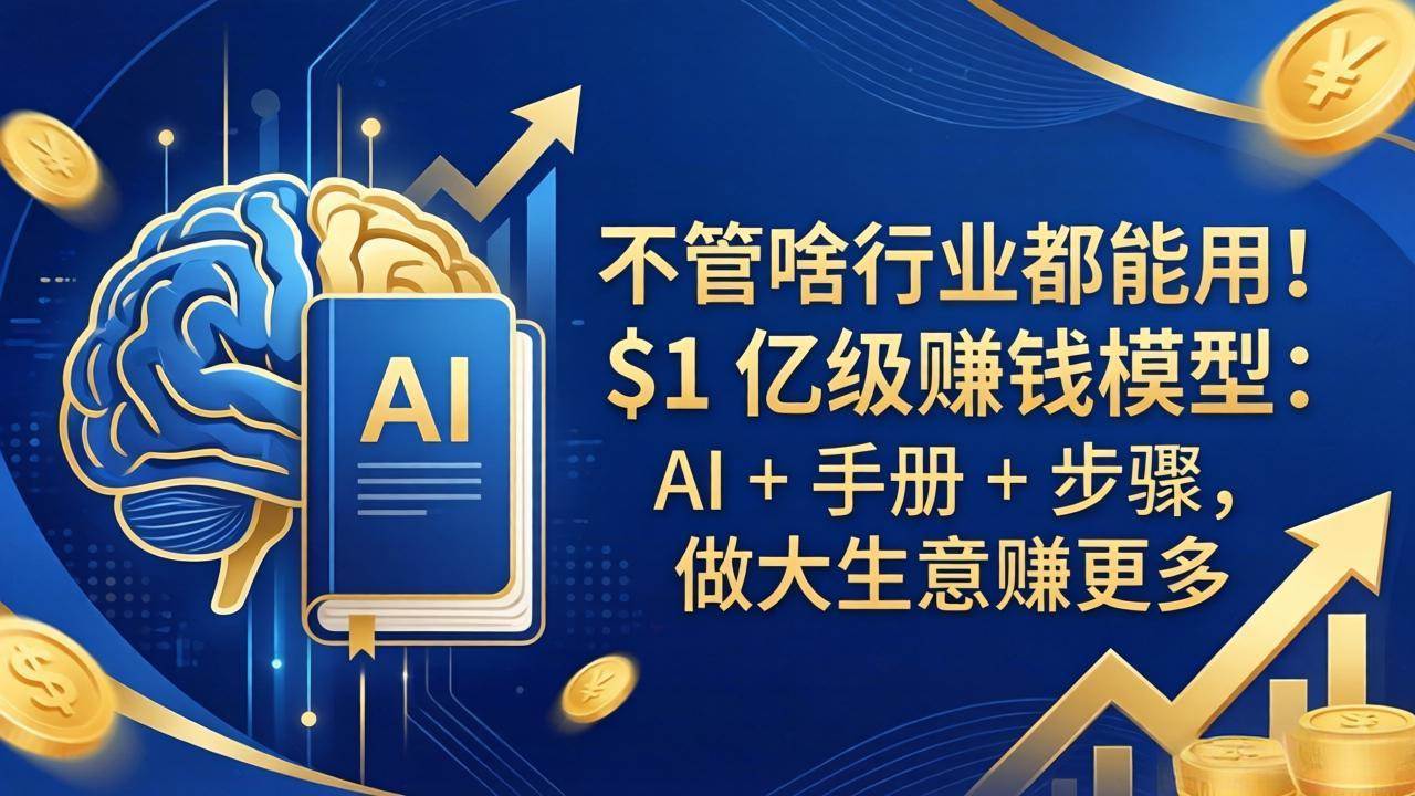 （18055期）不管啥行业都能用！$1 亿级赚钱模型：AI + 手册 + 步骤，做大生意赚更多 - 52网创-52网创