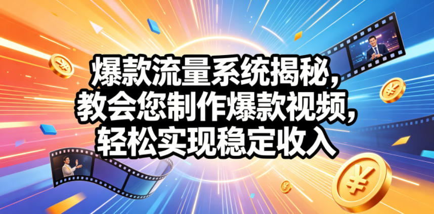 爆款流量系统揭秘，教会您制作爆款视频，轻松实现稳定收入【原创双语字幕】 - 52网创-52网创