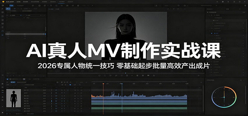 AI真人MV制作实战课：2026专属人物统一技巧，零基础起步批量高效产出成片 - 52网创-52网创