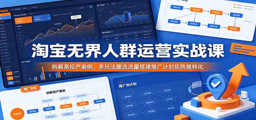 淘宝无界人群运营实战课：拆解高投产案例，多玩法圈选流量搭建推广计划矩阵提转化 - 52网创-52网创
