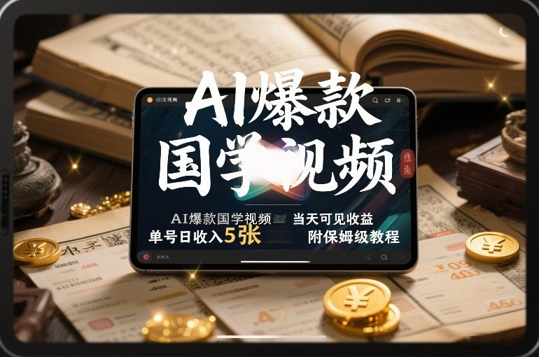 AI爆款国学视频,独家起号方法,小白直接上手,当天可见收益,单号日收入5张+附保姆级教程-52网创