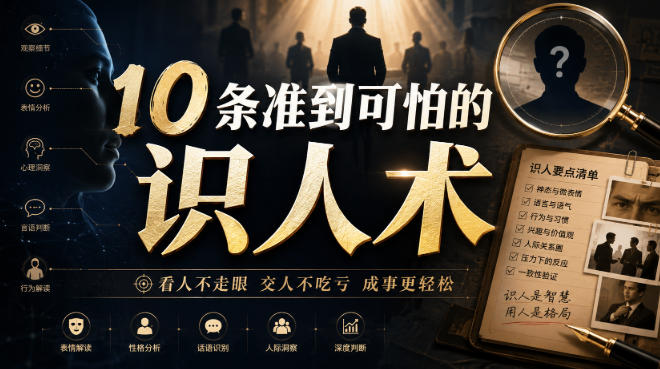 付费文章：10条准到可怕的识人术 - 52网创-52网创