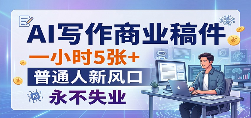 AI写作商业稿件，一小时5张+，普通人新风口，永不失业 - 52网创-52网创