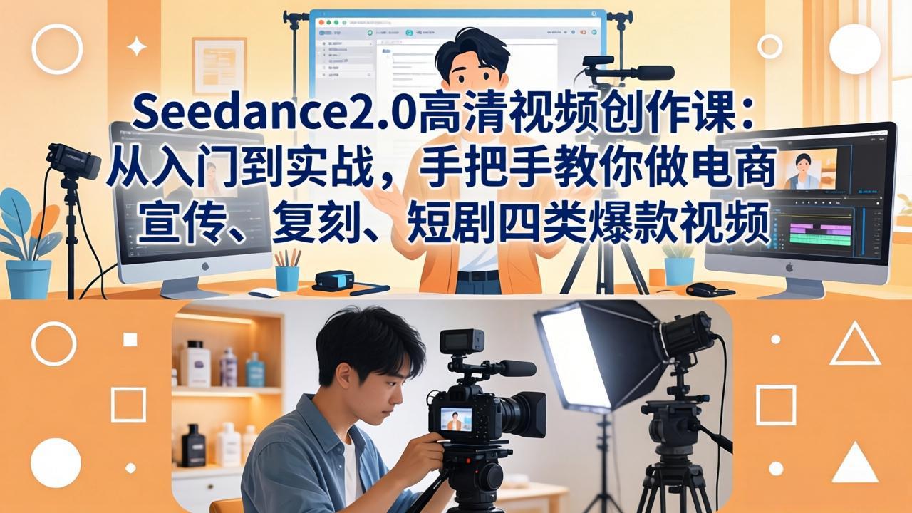 Seedance2.0高清视频创作课：从入门到实战，手把手教你做电商、宣传、复刻、短剧四类爆款视频 - 52网创-52网创