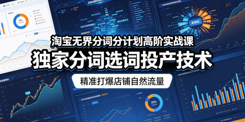 淘宝无界分词分计划高阶实战课，独家分词选词投产技术，精准打爆店铺自然流量 - 52网创-52网创