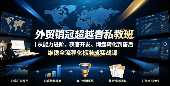 外贸销冠超越者私教班｜从能力进阶、获客开发、询盘转化到售后维稳全流程标准化成交实战课 - 52网创-52网创