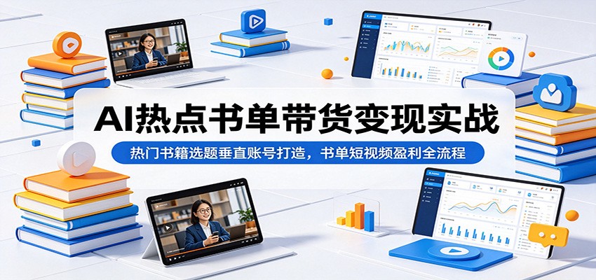 AI热点书单带货变现实战：热门书籍选题垂直账号打造，书单短视频盈利全流程 - 52网创-52网创