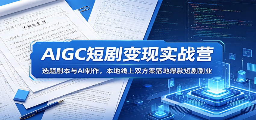 AIGC短剧变现实战营：选题剧本与AI制作，本地线上双方案落地爆款短剧副业 - 52网创-52网创