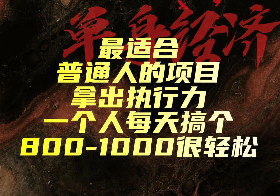 最适合普通人的项目，拿出执行力一个人每天搞个800-1k很轻松【揭秘】-52网创