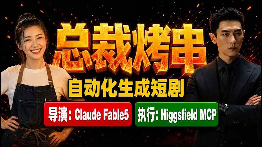 （19541期）《总裁烤串》真人短剧全自动诞生！Claude Fable5 当导演，Higgsfield MCP 执行！ - 52网创-52网创