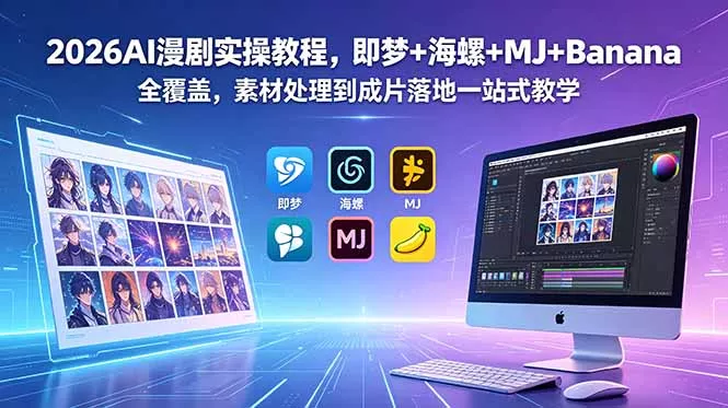 2026AI漫剧实操教程，即梦+海螺+MJ+Banana全覆盖，素材处理到成片落地一站式教学-52网创
